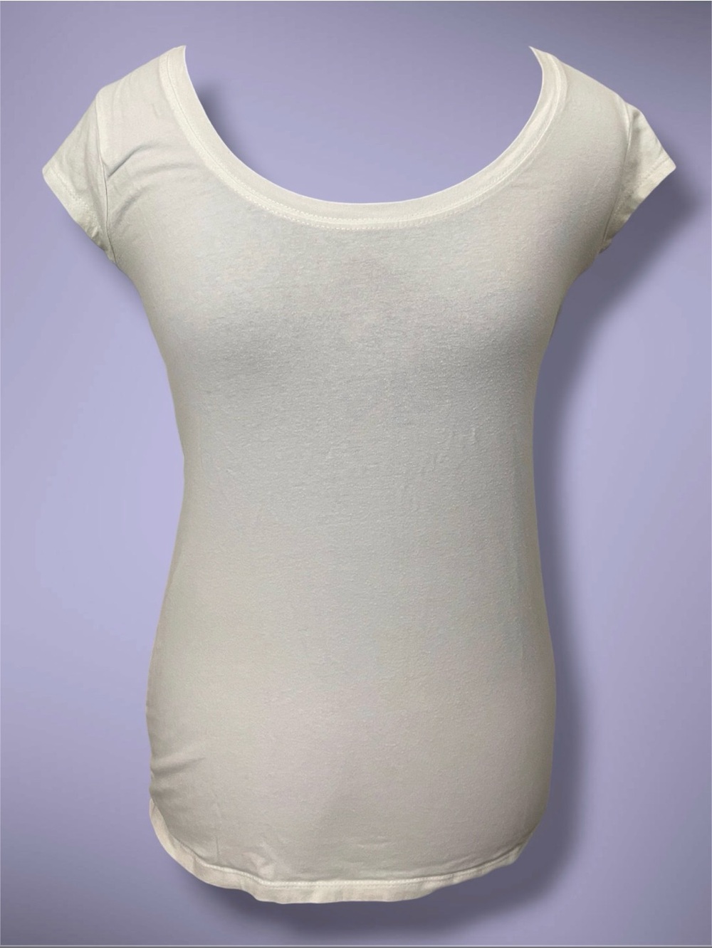 White Scoop Neck Stretchy Short Sleeve Tee